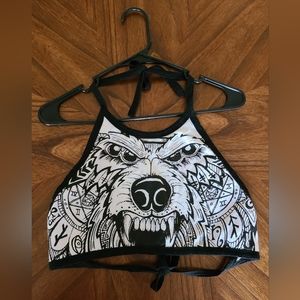 Rat Baby Wolf Demon Tie Strings Crop Top size Medium